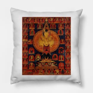 Chenrezig Tibetan Buddhist Thangka Reproduction Pillow