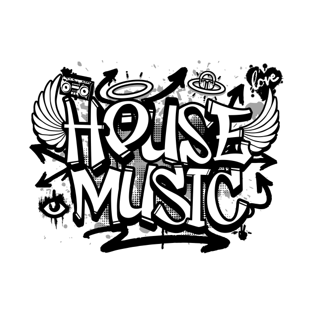 HOUSE MUSIC  -  Graffiti Steez (Black/Grey) by DISCOTHREADZ 