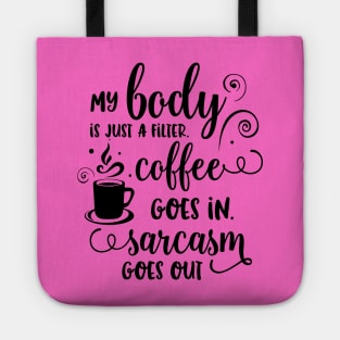 Coffee Goes In, Sarcasm Comes Out Tote