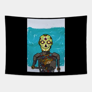 2 NFT - Futuristic Marvel: Robot Character with Mexican Flair and Glass Eyes Tapestry