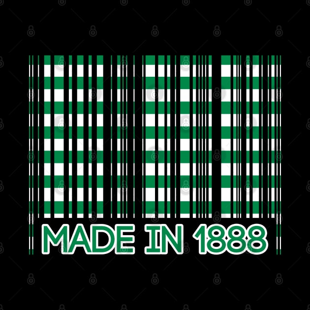 MADE IN 1888, Glasgow Celtic Football Club Green and White Barcode Design by MacPean