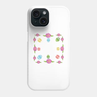 Easter eggs and pink flowers background Phone Case