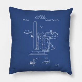 Sewing Machine Patent - Seamstress Craft Sewing Room Art - Blueprint Pillow