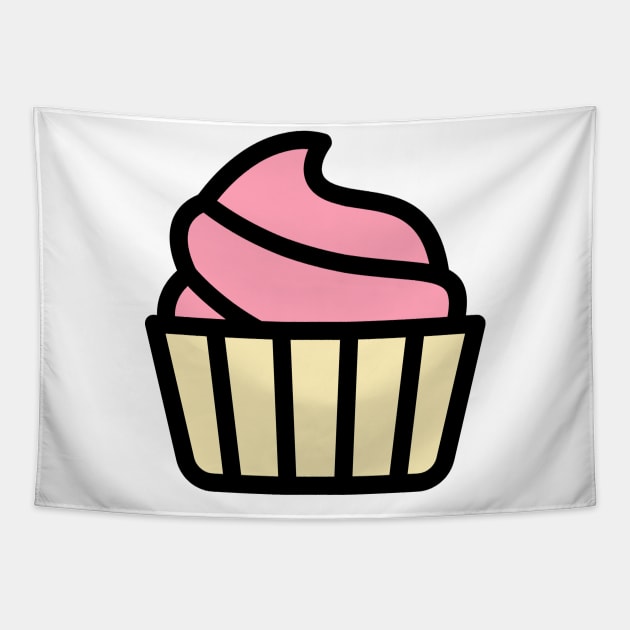 Pink Cupcake Cartoon Icon Tapestry by AnotherOne