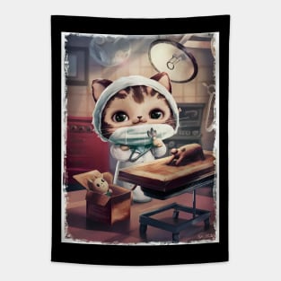 Cute cat surgeon Tapestry