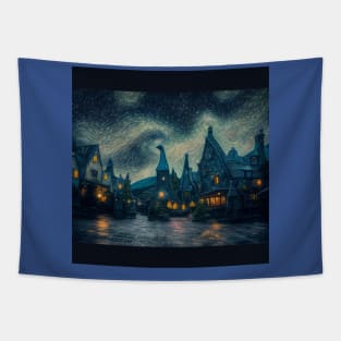 Starry Night Over Hogsmeade Village Tapestry