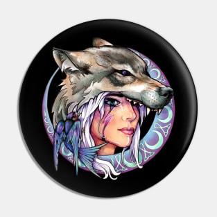 Wolf & Swallow - Art Nouveau Medallion [MOONLIGHT] Pin