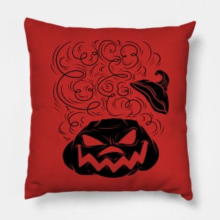 Evil Smile Jack Lantern Black Silhouette Pillow