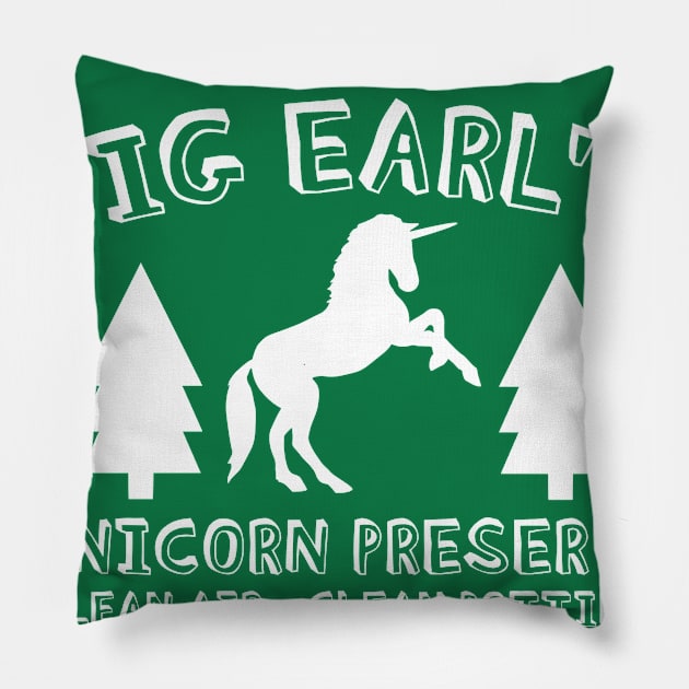 Big Earl's Unicorn Preserve Pillow by The Unicorn Wranglers