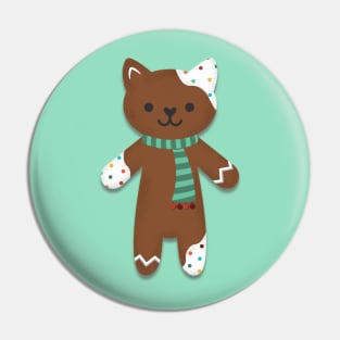 Gingerbread Candy Scarf Cat Pin