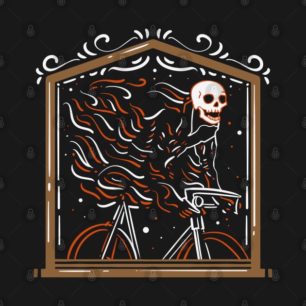 Cyclist Skeleton on fire - Funny Biking Gift by Shirtbubble