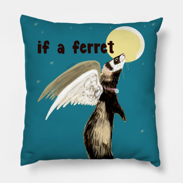 If a ferret gets wings Pillow by belettelepink