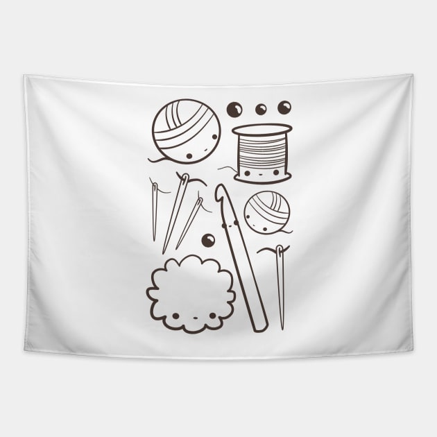 crochet cute - kawaii craft supplies Tapestry by mohu