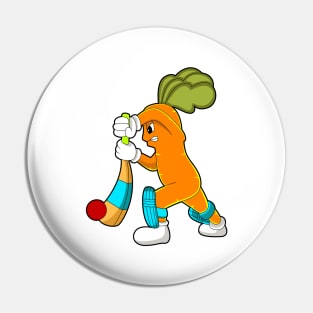 Carrot at Cricket with Cricket bat Pin