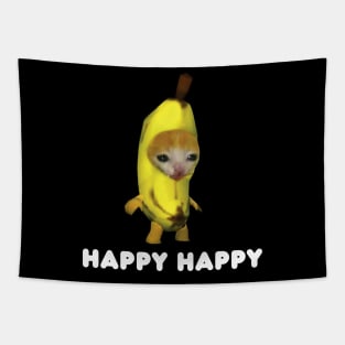 Happy Banana Cat Meme Tapestry