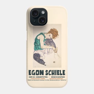 Egon Schiele - Exhibition Art Poster - Seated Woman with Bent Knee Phone Case