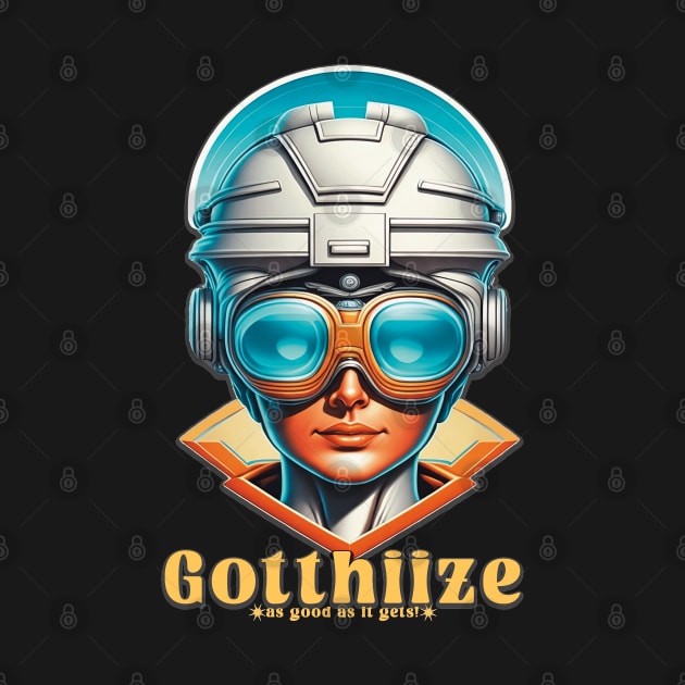 A vintage astronaut with high-technology eye gear by Gotthiize