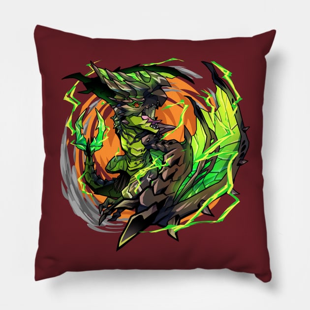 Electric Bird King Pillow by Ashmish