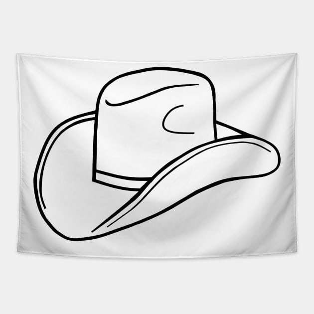 Cowboy Hat Minimal Black Western Art Tapestry by SartorisArt1