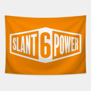 Slant 6 Power - White + Orange Tapestry