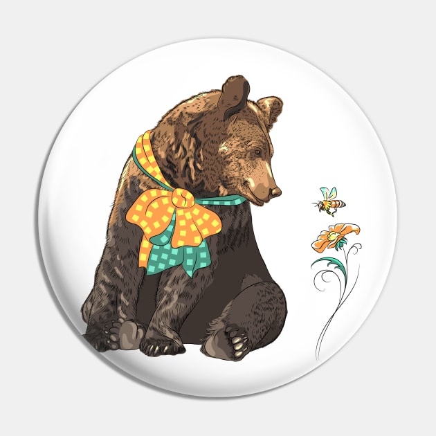 Cartoon hipster bear Pin by kavalenkava