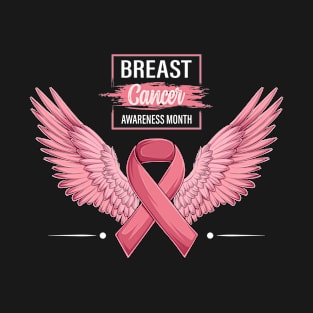 Cute breast cancer awareness with ribbon and wings T-Shirt