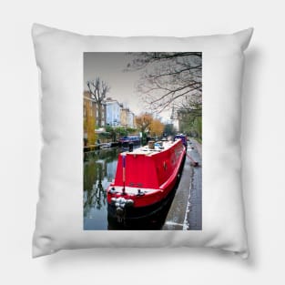 Narrow Boats Regent's Canal Camden London Pillow