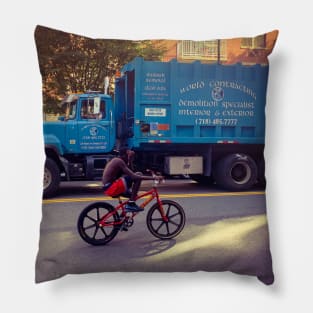 Bike, Manhattan Ave, Harlem, NYC Pillow