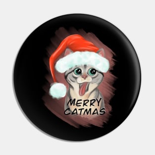 Christmas Cat / Merry Catmas / Cut Santa Cat Pin