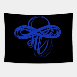 Marathi Text Spells Like English Pronoun ME  and the Meaning is I am. It is Combined with an Infinity Symbol to Express the thought that I am  Infinite, I am Universe. Colored in Blue Tapestry