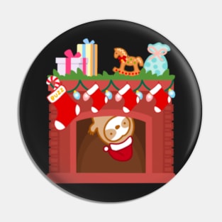 Cute Christmas Fireplace Sloth Pin