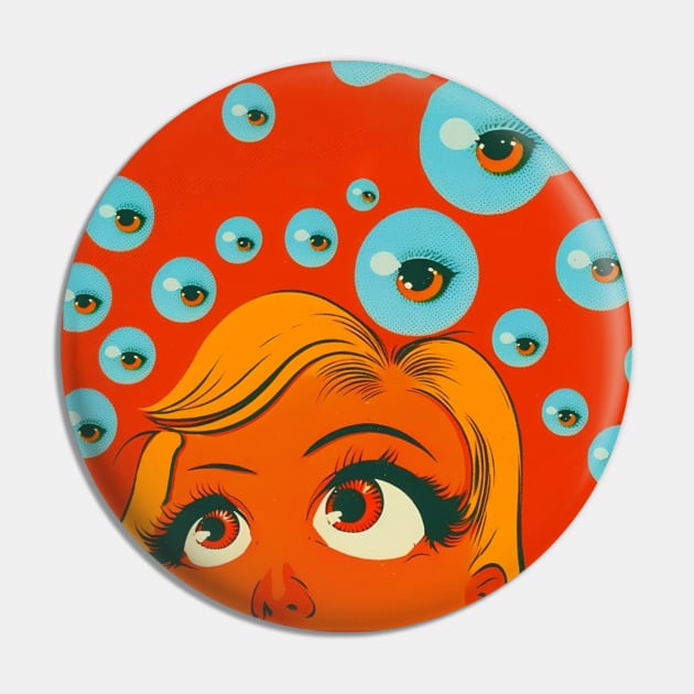 Vintage Eyeball Horror Art Pin by TheJadeCat