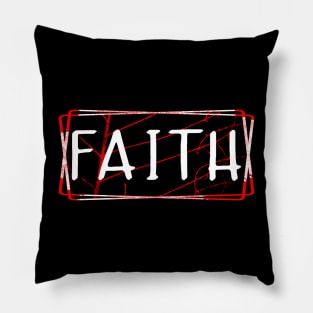 Faith Red White Black Pillow