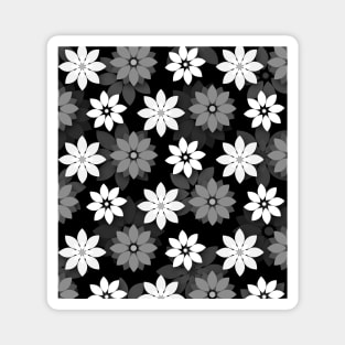 black and white flower pattern print Magnet
