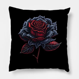 Little stary black red Rose flower logo Pillow