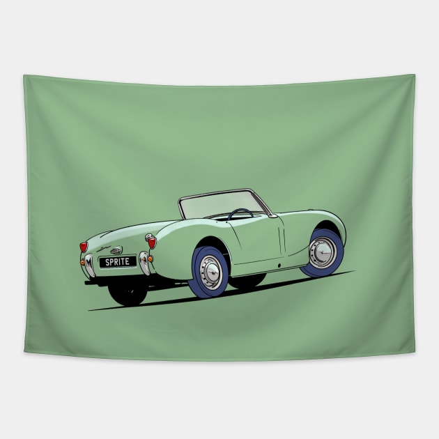 Austin Healey 'bug eye' Sprite in green Tapestry by Webazoot