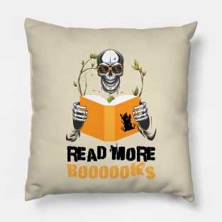 Read More Books Halloween Cute Ghost Skeleton Librarian Teacher, read more boooooks Pillow