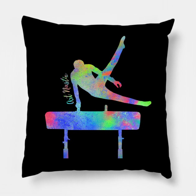 Male Gymnast Silhouette Art - Pommel Horse Pillow by Art Nastix Designs