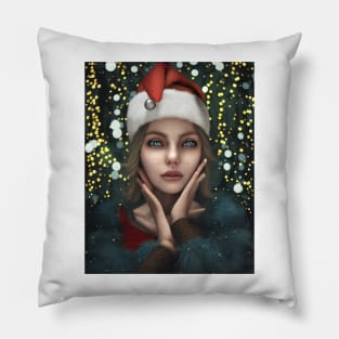 Portrait Of Female Anime Santa  2 Pillow