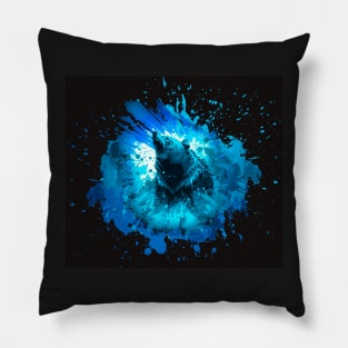 Bear Attack Spray Art (Blue) Pillow