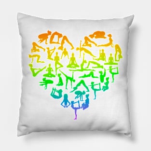 Rainbow Yoga Poses Heart Pillow