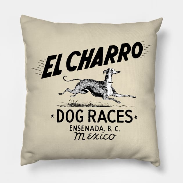 Vintage Mexico Dog Races Pillow by Kujo Vintage