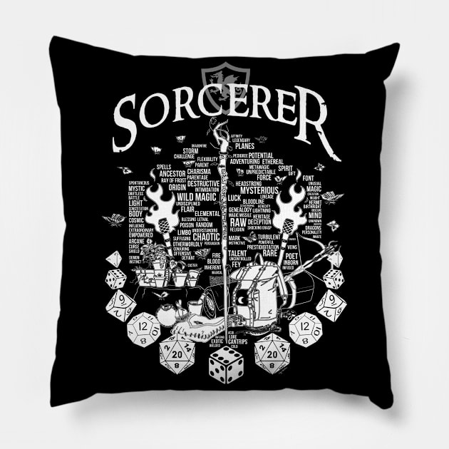 RPG Class Series: Sorcerer - White Version Pillow by Milmino