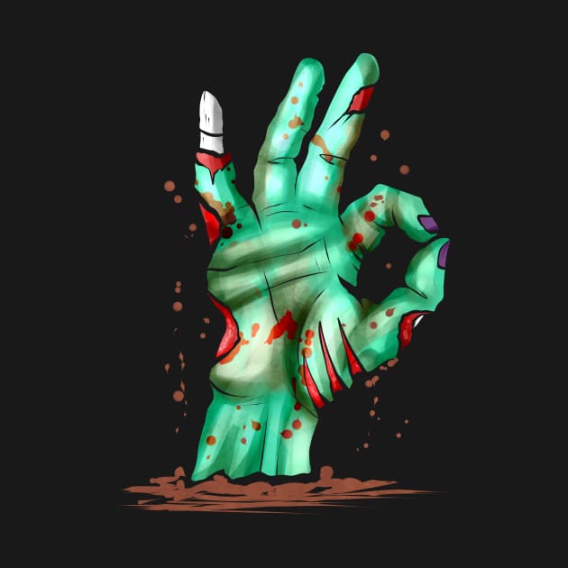 Zombie Hand Out Of Grave Showing Excellent Sign Halloween by SinBle