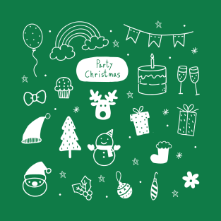 Christmas pattern on Green T-Shirt