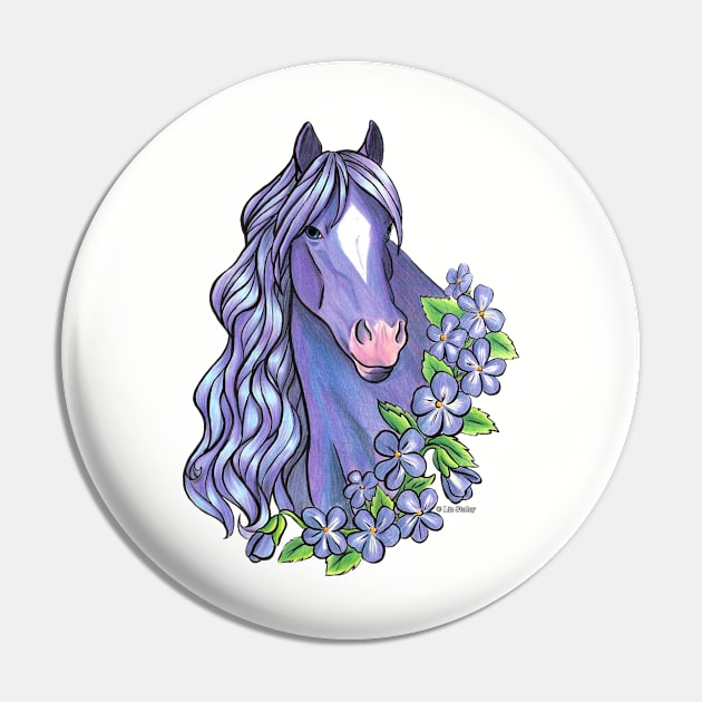 Amethyst Horse with Violet Flowers Pin by lizstaley