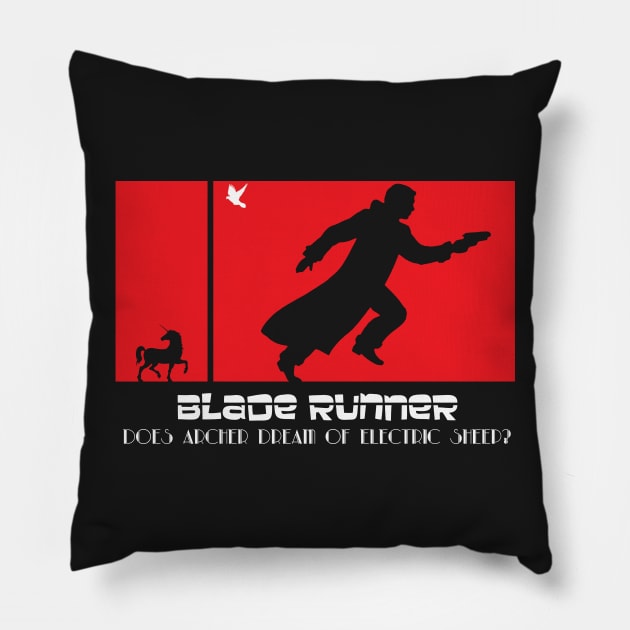 Does Archer Dream of Electric Sheep? Pillow by ForbiddenMonster
