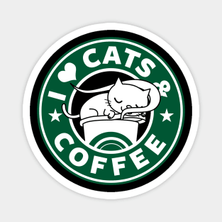 I Love Cats And Coffee Cute Cat Lover And Coffee Drinker Gift Magnet