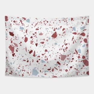 White Terrazzo Pattern With Blue and Pink Flecks Tapestry