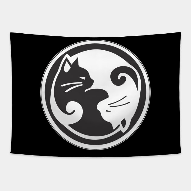 Cat Ying Yang Tapestry by Dojaja